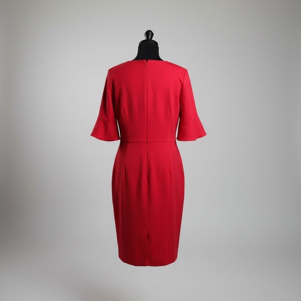 LOFT Women's Size 12 Red A-Line Flutter Sleeve Stretch Knit Dress - Picture 3 of 7